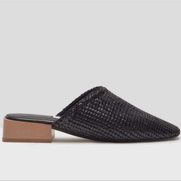 Miista Black Woven Mules with Wooden Heel - Picture 2 of 7